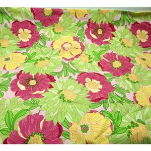 Hawaiian Hibiscus Pink Green Large Floral Vibrant Fabric, Cranston VIP, 1.5y - Picture 1 of 9