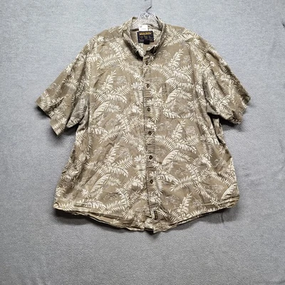 VINTAGE Woolrich Men Button Up Shirt 2XL Brown Floral Jeep Palm Hawaiian Shirt - Image 1 of 4
