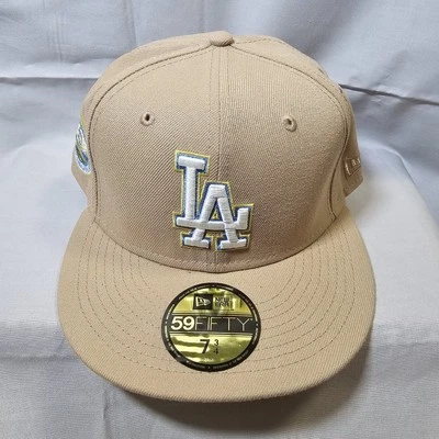 Los Angeles Dodgers New Era Hat Club Super Bloom Fitted Hat 7 3/4 MLB Tan Cap - Image 1 of 4