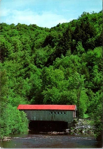 Montgomery Vermont VT Comstock Covered Bridge Trout River Cont Postcard - Picture 1 of 2