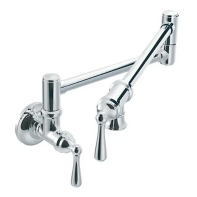 Moen S664 Traditional Pot Filler Double Handle Wall Mount Kitchen - Chrome - Image 1 of 4