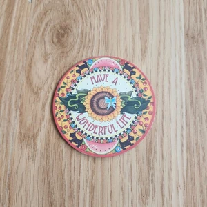 Maria Engelbreit Have a Wonderful Life Sonnenblume runder Magnet Hündchen & Schatz - Bild 1 von 5