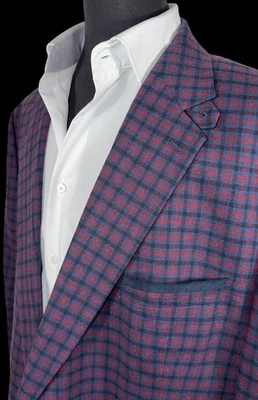 ABRIGO DEPORTIVO GRANDE Y ALTO TALLA ROJO AZUL CUADROS LINO MEZCLA ALGODÓN TALLA 52XL Foto 1 de 4