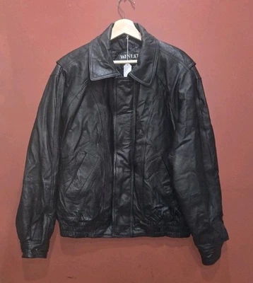 Jaqueta Bomber de Couro da Winlit - Imagem 1 de 4