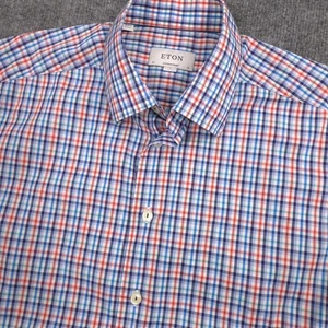 Eton Popeline Oberhemd Herren L Mehrfarbig Kariert Modern Fit Business Freizeit - Bild 1 von 8