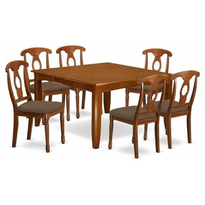 East West Furniture Parfait 7-piece Dining Set with Cushion Seat in Saddle Brown - Image 1 of 4