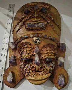 Máscara Tribal Africana, Arte Etnográfico, Piedras Amatista, UNEEK  - Imagen 1 de 7