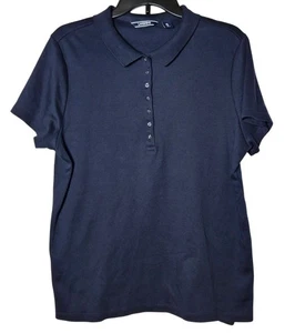 Polo Lands End para mujer azul marino manga corta talla XL algodón Supima carrera oficina - Imagen 1 de 11