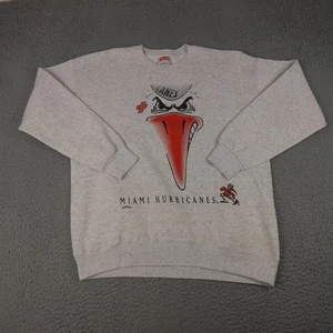 Vintage Miami Hurricanes Sweatshirt Mens XL Gray Crewneck Made In USA Nutmeg 90s - Picture 1 of 18