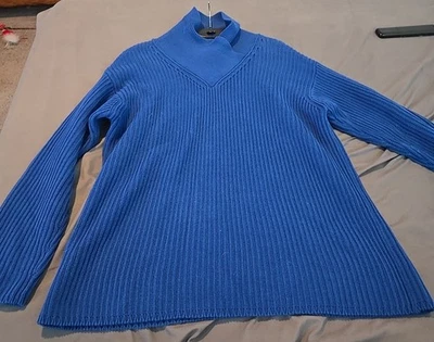 Suéter pequeño acanalado LizWear azul 100 % algodón Foto 1 de 4