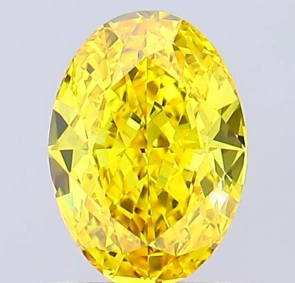 Lab Grown IGI Certified HPHT Diamond OVAL 0.51 Ct Fancy Vivid Yellow SI1 - Image 1 of 4