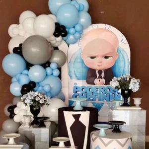 Blue White Silver Black Balloon Garland Kit for Boss Baby Theme Birthday Party - Picture 1 of 2