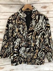 Rafaella Women’s Jacket Tiger Pattern Size Medium Pre-owned Excellent Condition - Picture 1 of 11