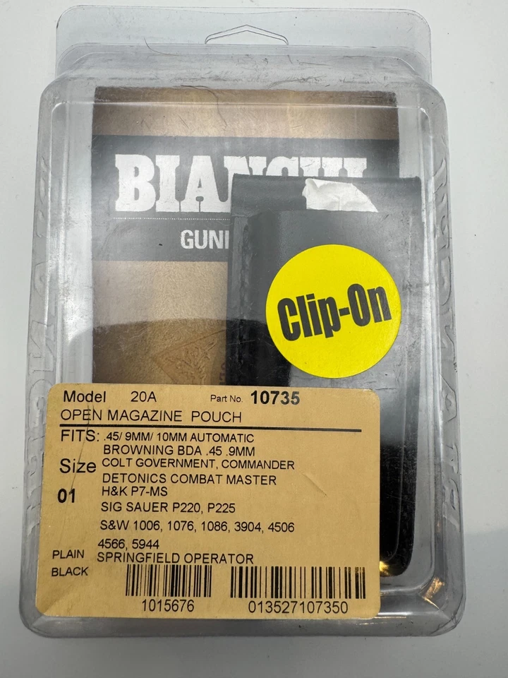 Bianchi Model 20A Open Top Magazine Pouch Size Group 1 For Sig P220 BLACK- 10735 - Image 1 of 1