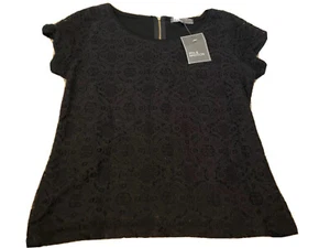 New With Tags 89th & Madison Medium Black Lace Shirt Zipper Back - Picture 1 of 4
