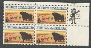 US. 1504. 8c. Angus & Longhorn Cattle, Rural America. Zip Block of 4. MNH. 1973 - Picture 1 of 2
