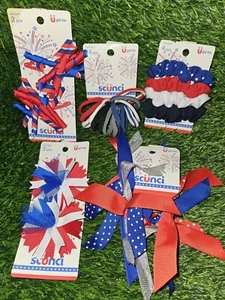 Scunci Americana USA flag red/white/blue Hair clips Hair Ties Ect Lot Of 5 - Picture 1 of 1