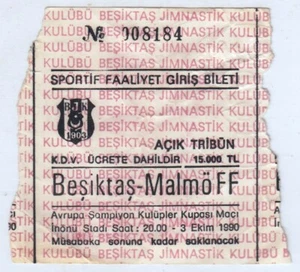 Besiktas - Malmö FF Malmö 1990 Champions League Fußball Soccer Match Ticket - Bild 1 von 2