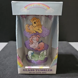 My Little Pony ~ 16 oz. Bicchiere in vetro ~ Nuovo di zecca~ glittery - Foto 1 di 8