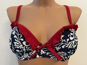 Pour Moi Bikini Top Oberteil Bügel Träger Softcups blau geblümt 32 70 D Cup NEU - Bild 1 von 7