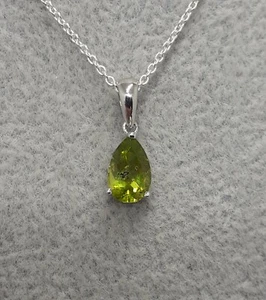 Sterling silver 925-Peridot- AA Grade -Facet-Port Cut Drop- 9mm x 6 mm -Growth - Picture 1 of 4