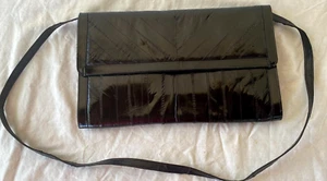 VTG..JET BLACK..EEL SKIN..HANDBAG / CLUTCH / CROSSBODY / SHOULDER..NEW OLD STOCK - Picture 1 of 3