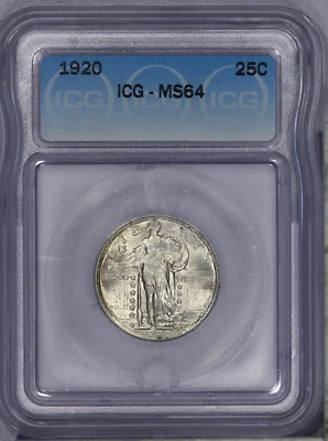 1920 Standing Liberty Quarter 25c ICG MS64 - Image 1 of 2