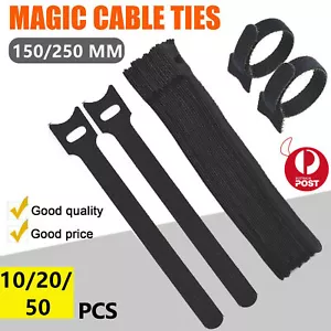 10/20/50x Magic Cable Ties Reusable Hook and Loop Cable Ties Organiser Cords AU - Picture 1 of 4