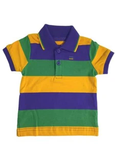 Infant 12 Month Classic Mardi Gras Stripe PGG Short Sleeve Polo Shirt - Picture 1 of 1