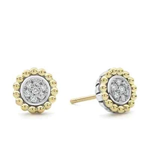 LAGOS Two-Tone Caviar Diamond Stud Earrings. NEW WITH TAGS!! - Picture 1 of 4