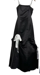 Vintage Y2K Kiki USA Ballkleid Kleid Maxi schwarz weiß Schleifen Gr. Medium - Bild 1 von 6