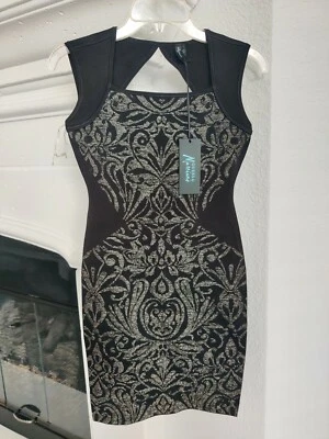 Vestido GUESS by Marciano talla S patrón metálico nuevo con etiquetas $228 Zara negro dorado Foto 1 de 3