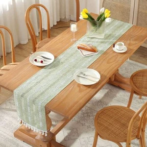 Nordic Style Cotton Linen Table Runner Hollowout Tablecloth Table Decor - Picture 1 of 18