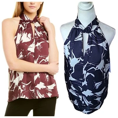 ¡NUEVO! $385 Blusa Bailey 44 Seda Negra Marina Sin Mangas Cuello Simulado Ojo de Cerradura XS Foto 1 de 4