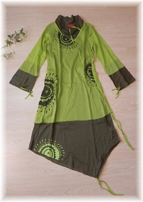 Coline * wunderschönes Maxi Kleid Strand Hippie Boho Moosgrün Baumwolle Gr. 38 - Bild 1 von 4