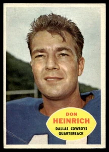 1960 Topps #32 Don Heinrich Dallas Cowboys VG-VGEX crease - Picture 1 of 2