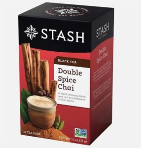 Stash Tea Double Spice Chai Black Tea 5 Boxes 18 Tea Bags Each (90 Bags total)