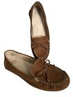 St Johns Bay Nexter BROWN Suede Slip-on Flat Loafers Moccasin Shoe 9 1/2 M