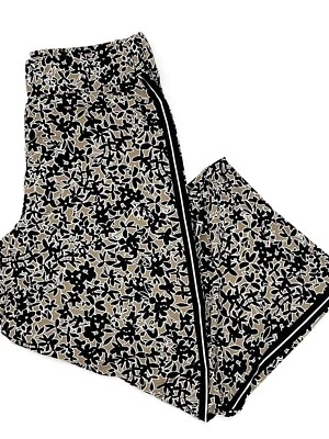 j jill Wearever Petites XS Smooth Fit Wide Leg Crop Pants Tan Black Print Pullon - Image 1 of 4