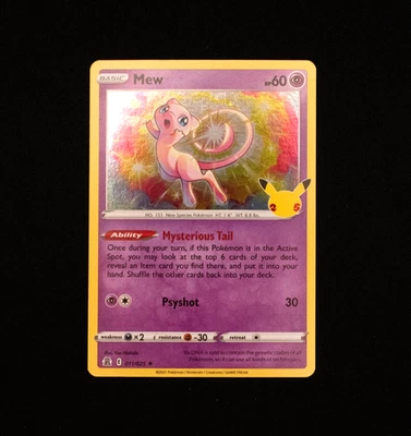 Pokemon Mew 011/025 - Celebrations 25th Anniversary - Holo NM - Image 1 of 2