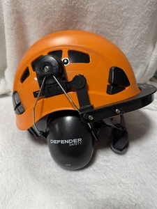 DEFENDER SAFETY H1-CH ORANGE HELMET W/ EAR & VISOR TYPE I CLASS C ANSI Z89.1 - Picture 1 of 18
