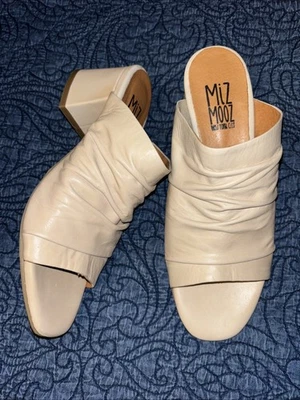 New Miz Mooz 37 US 6.5 - 7 Lt Beige Leather Brienne Heeled Slip On Sandal Shoes - Image 1 of 4