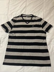 Lacoste V - Neck Shirt, Black / Gray Stripes , Size 8 - Picture 1 of 3