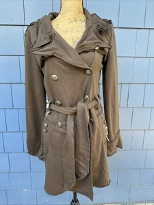 yag couture Brown Double Breasted Cotton Jacket Coat NWOT Large  - Imagen 1 de 14