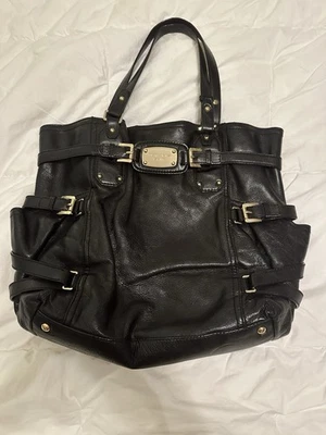 Michael Kors 钱包 大号 Gansevoort 黑色皮革托特包 行李箱 — 第 1/4 张图片