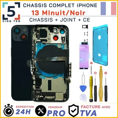 CINQ TEQ Chassis Premonte Remplacement pour iPhone 13 Noir Complet +Joint +NFC +Kit