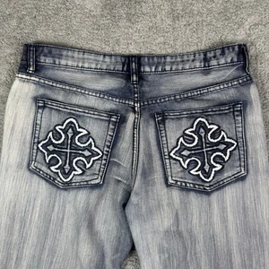 Vintage Route 66 Jeans Mens 34x30 Cross Pocket Stitch Lightwash Distressed Y2K - Picture 1 of 11