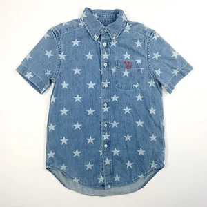 Polo Ralph Lauren Boys Star Print Cotton Denim Button Down Shirt Small 8 Blue - Picture 1 of 5