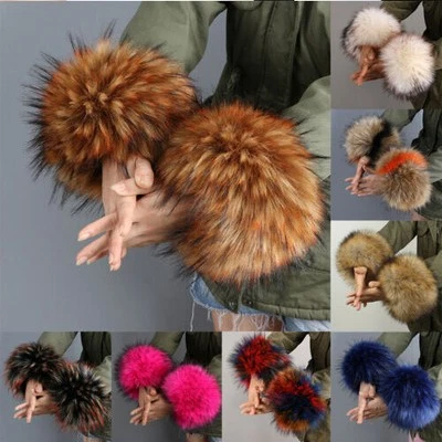 Faux Fur Warmer Wristband Wrist Plush Cuff Windproof Ladies Oversleeve Fashion - Image 1 of 4