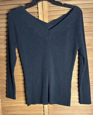 Suéter Top Cuello en V New York & Company Negro Metálico Para Mujer Talla XL Foto 1 de 4